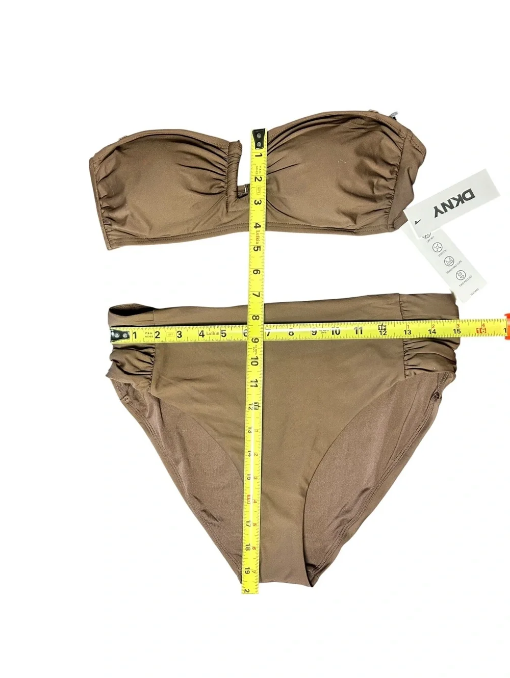 DKNY brown strapless bandeau bikini swimsuit set size Medium $70 NWT